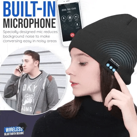 Caciula cu bluetooth. Handsfree si Microfon, Unisex, Negru