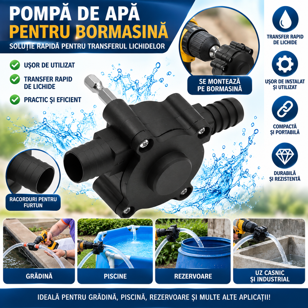 Pompa transfer lichide pentru bormasina