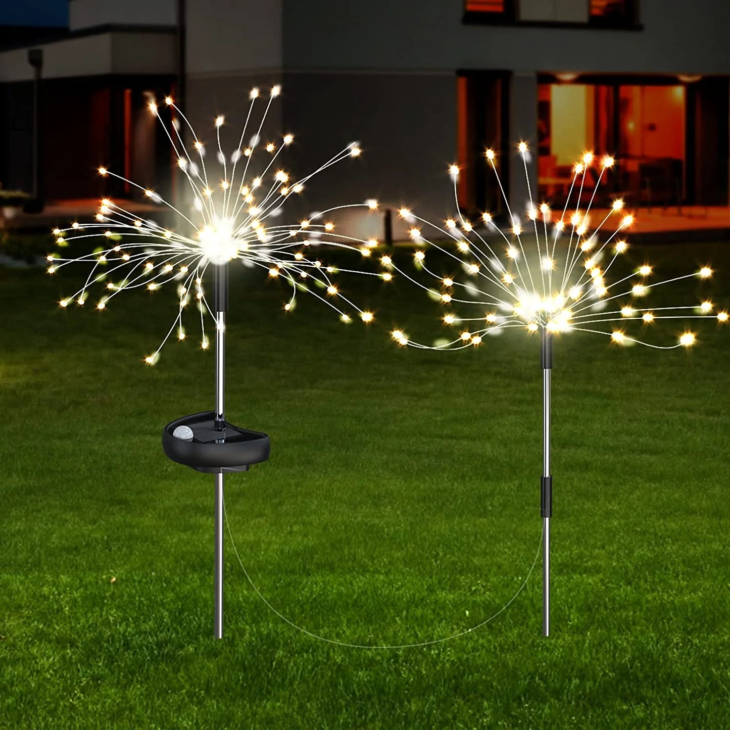 Set Lampa Solara Artificii 90 LED cu Suport Metalic