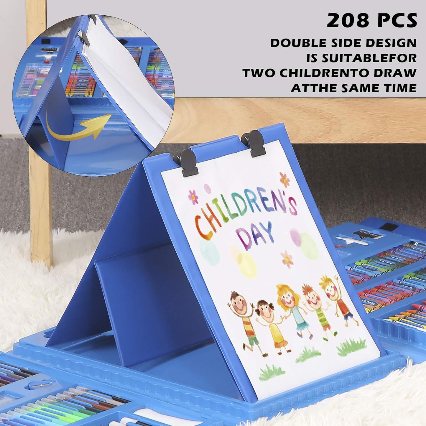 Set 208 piese, complet pentru pictură și desen, 3-12 ani