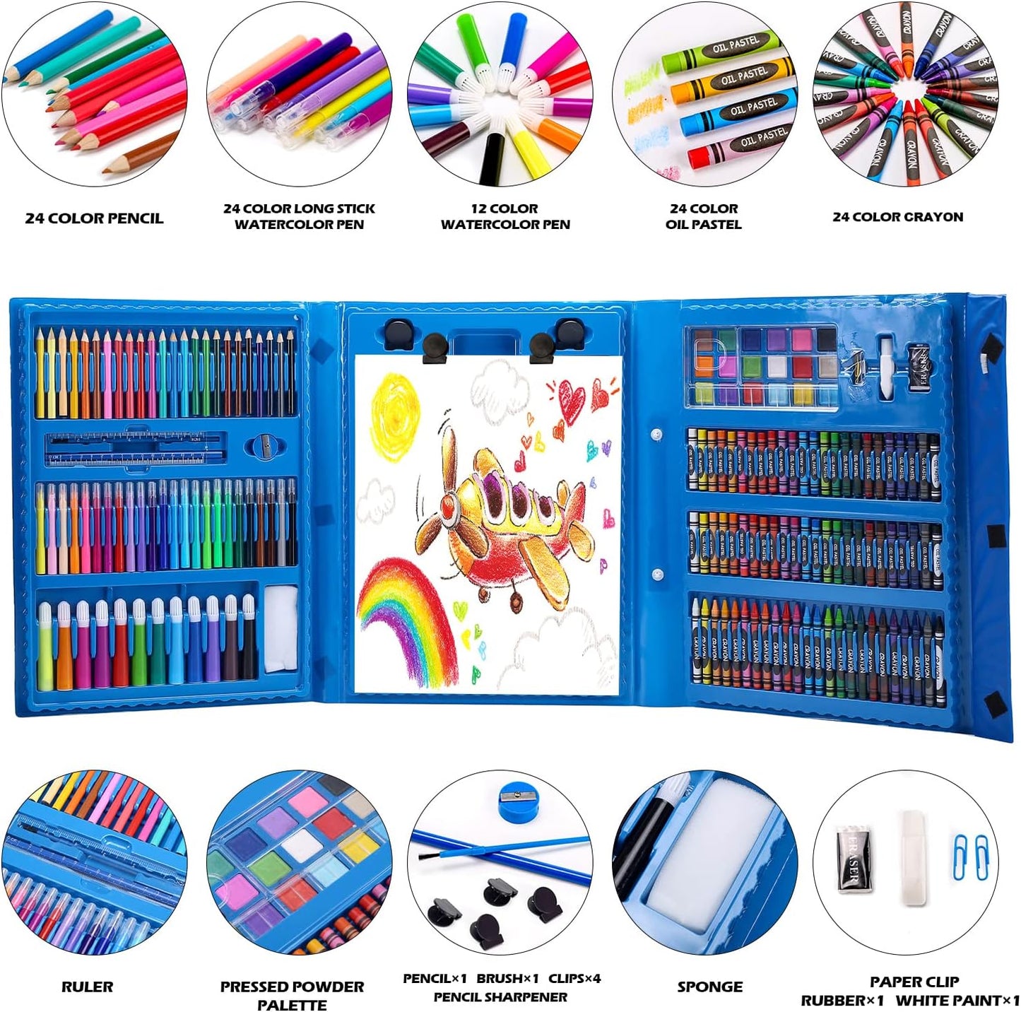 Set 208 piese, complet pentru pictură și desen, 3-12 ani