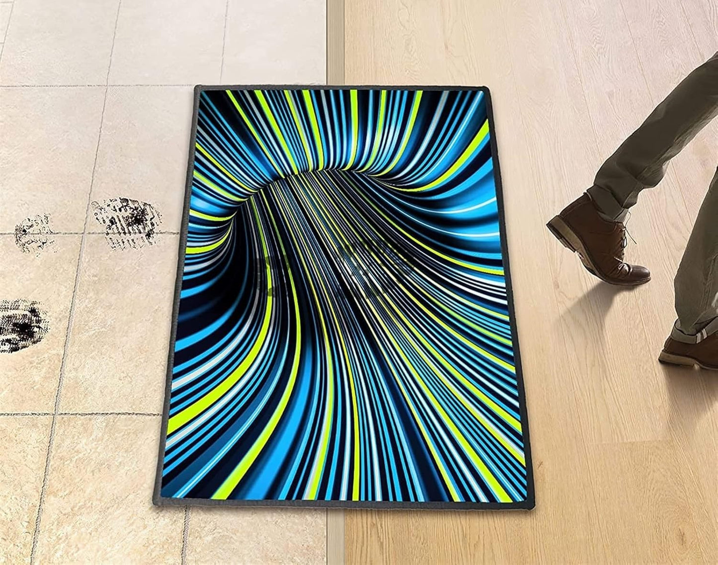 Covor 3D 80 x 120 cm, lavabil, antiderapant, blue cyclone
