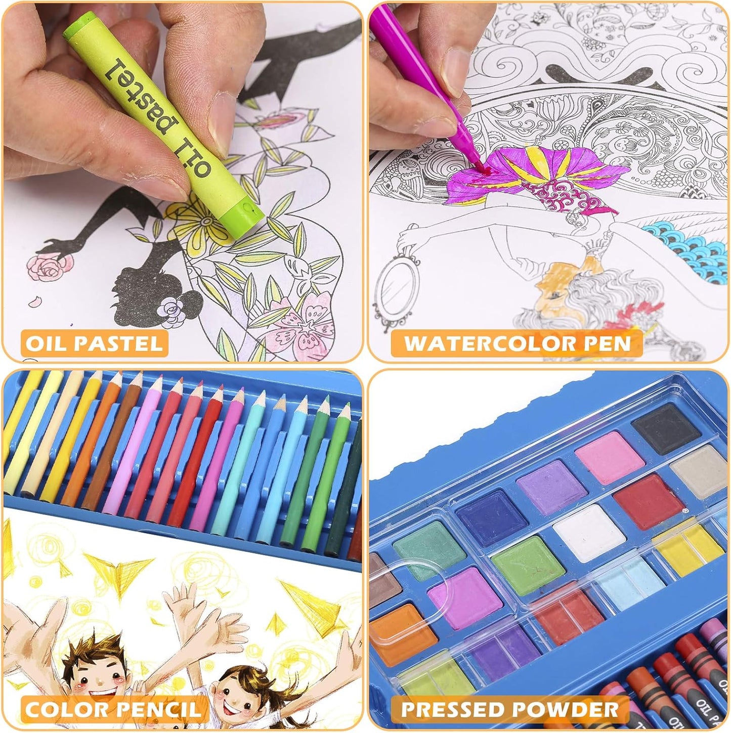 Set 208 piese, complet pentru pictură și desen, 3-12 ani