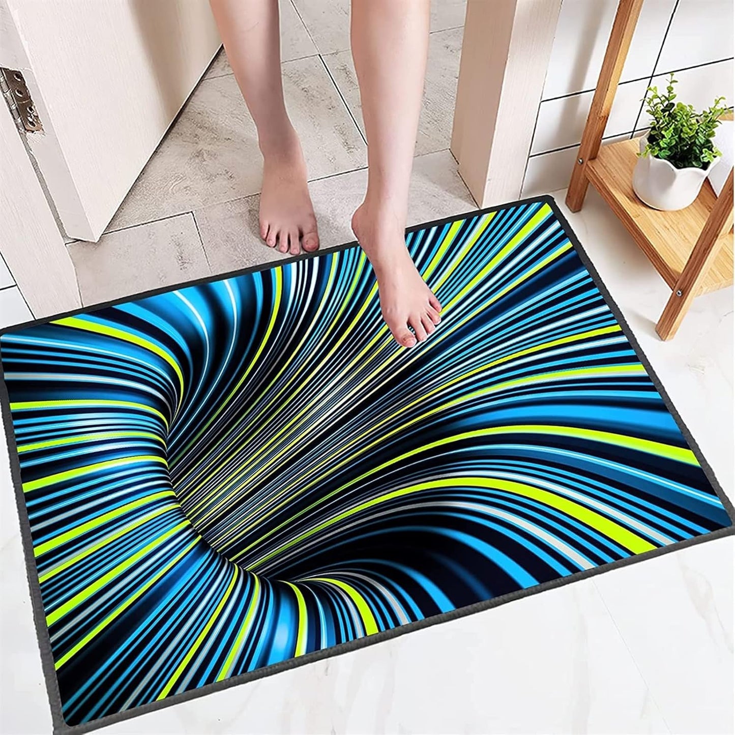 Covor 3D 80 x 120 cm, lavabil, antiderapant, blue cyclone