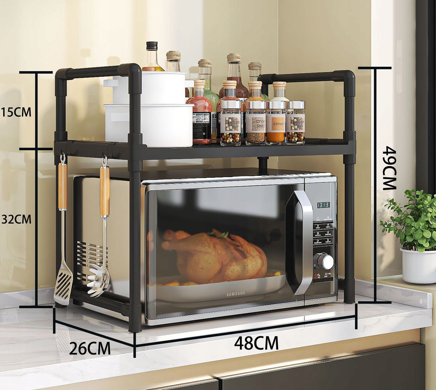 Etajera pentru cuptor cu microunde, Plastic, 49 x 48 x 32 cm
