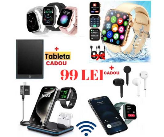 99 lei pachetul! Ceas Smartwatch TELEFON + TABLETA cadou + cadou Casti