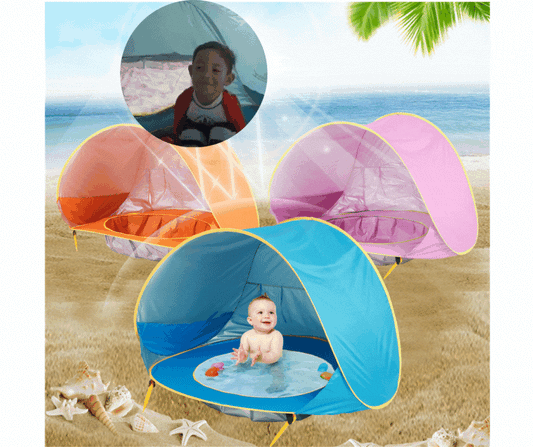 Cort de plaja pentru bebelusi, cu piscina, protectie UV UPF 50+