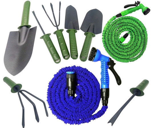 Furtun extensibil 30 m + 4 Unelte de gradinarit