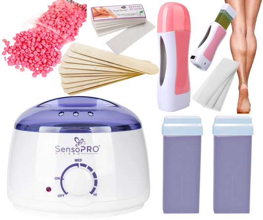 Kit Epilare Ceara Unica Folosinta + Traditionala - Inclus 100 g ceara granule ;100 spatule;100 benzi; 2 tuburi ceara