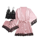 Set pijama dama din 3 piese , satin + dantela