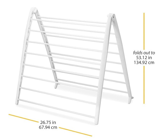 Uscator de rufe pliabil pentru spatii mici, alb, 16 suporturi din otel, 135 x 68 cm