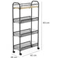 Suport slim metalic cu 4 nivele, 1 polita din MDF, rotativ 360°, 42 (L) x 26 (l) x 83 (H) c, negru