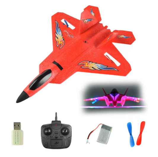 Avion RC cu control de la distanta, cu LED, rezistent la cadere, pentru incepatori