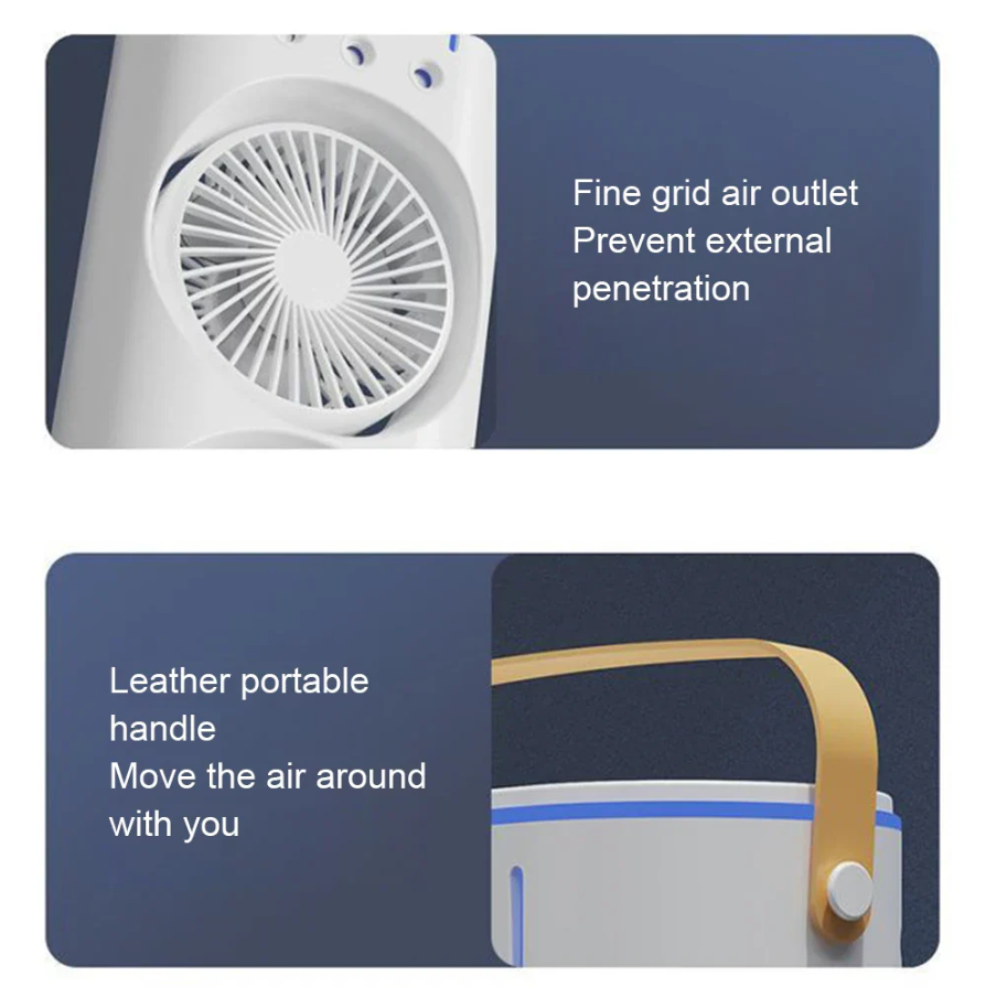 Ventilator Portabil Dublu Cu Umidificare Prin Pulverizare Si Telecomanda