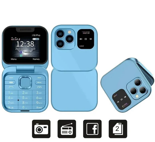 Telefon de Buzunar Pliabil Flip i16 Pro, Dual SIM