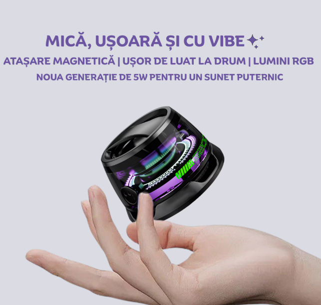 Boxa portabila Bluetooth  G200, 5W, prindere MagSafe & inel magnetic, suport telefon 2 in 1, lumini RGB