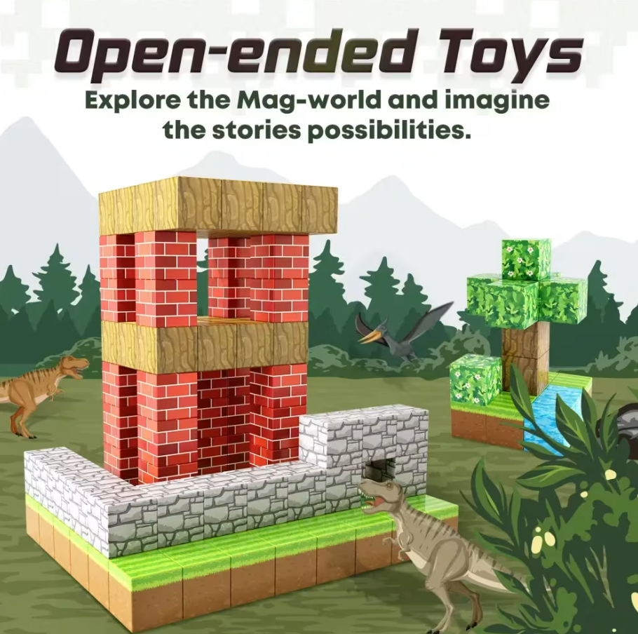 Set 80 cuburi magnetice Mine Craft + figurine