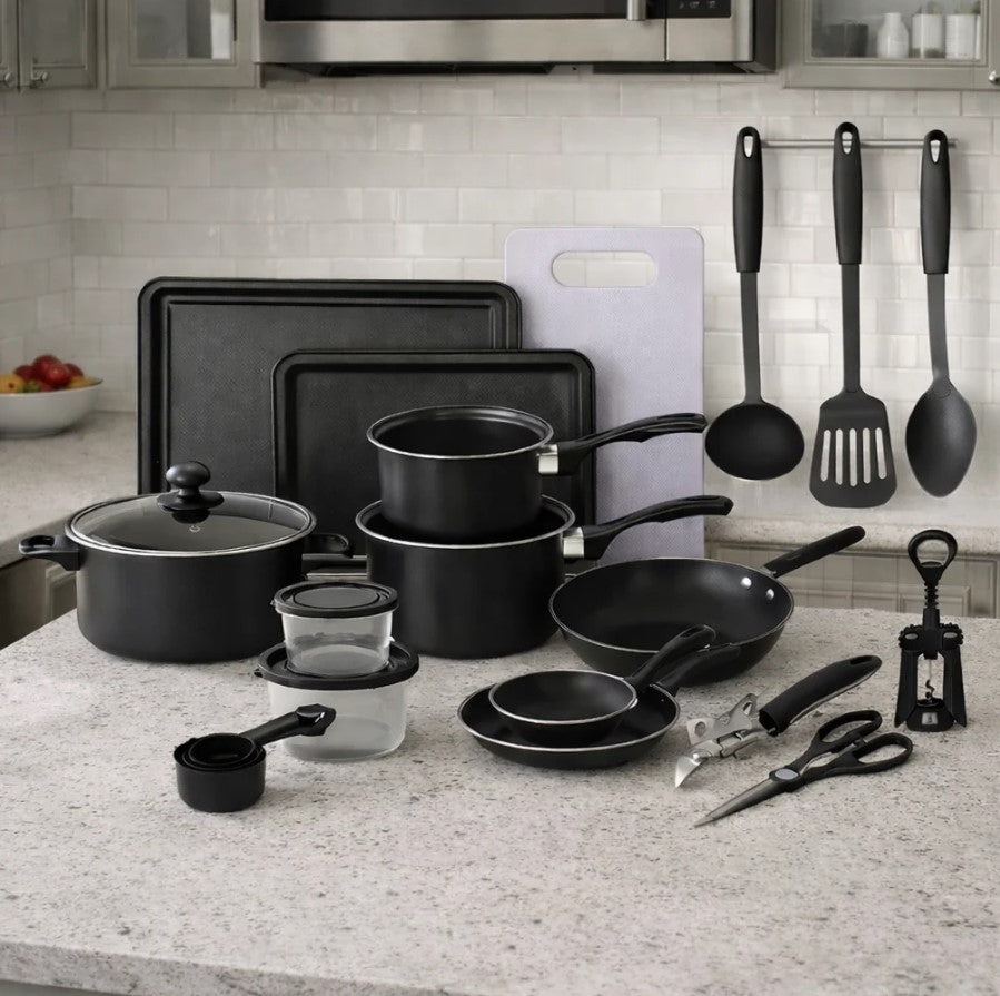 Set Bucătărie 22 Piese – Oale, Tigăi, Wok, Tăvi + Ustensile & Accesorii