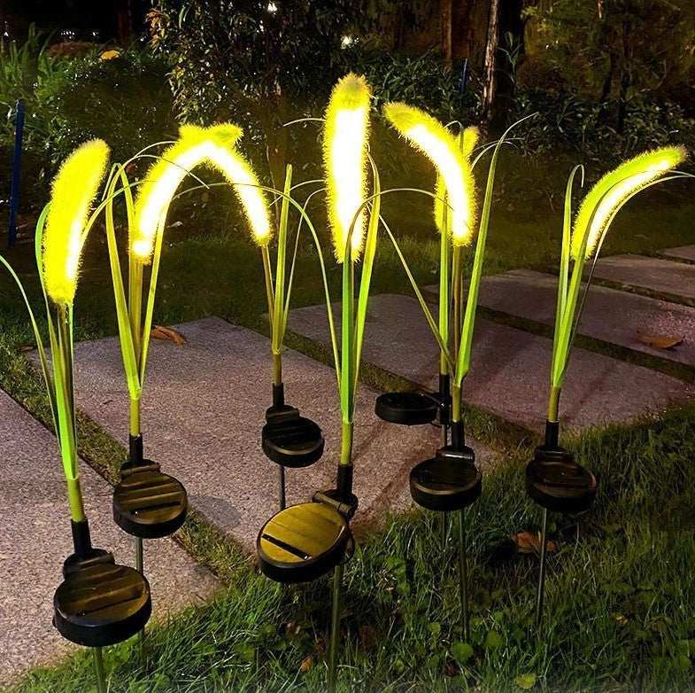 Set 2 Lampi Solare Decorative tip Iarba Ornamentala Verde , 80cm, lumina calda, IP66