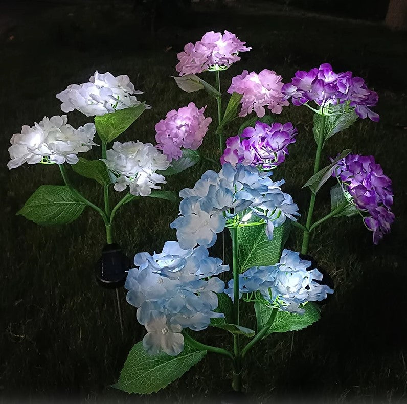 Set 2x Lampa Solara Decorativa Hortensie, 70cm, iluminare LED, IP66, panou solar integrat