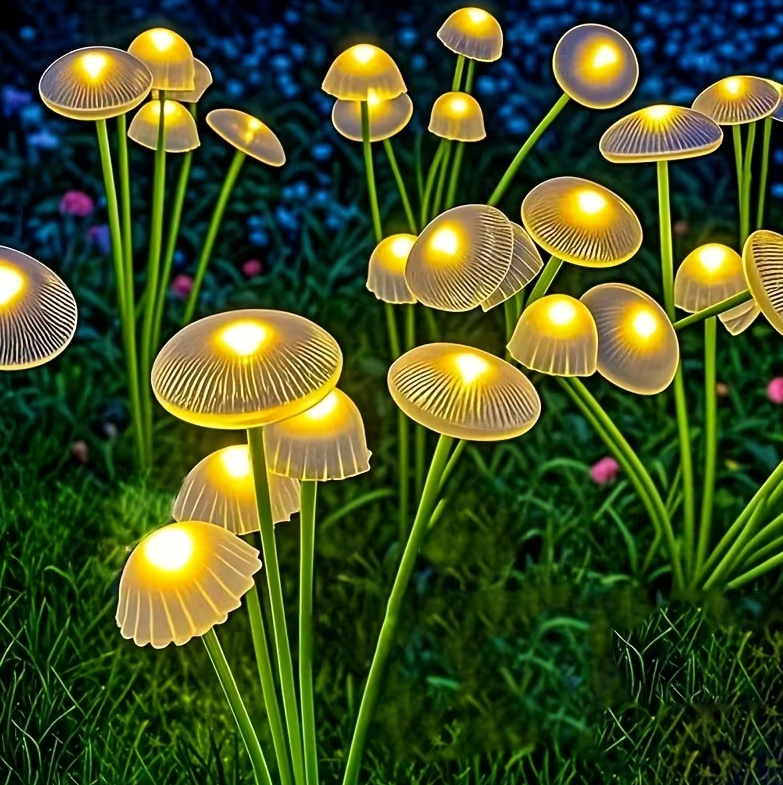 Set 2 x Lampi solare LED 12 ciupercute, pentru gradina , Multicolor sau Alb Cald