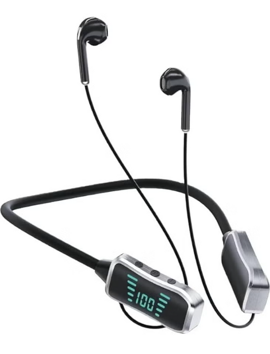 Căști Bluetooth Wireless KL50 cu Bandă pentru Gât – Afișaj LED pentru Baterie