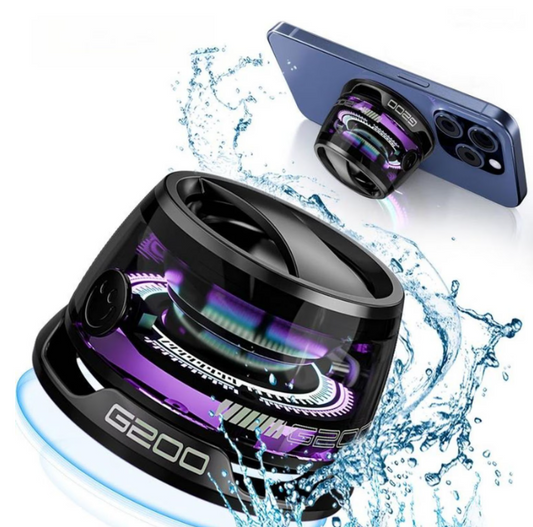 Boxa portabila Bluetooth  G200, 5W, prindere MagSafe & inel magnetic, suport telefon 2 in 1, lumini RGB