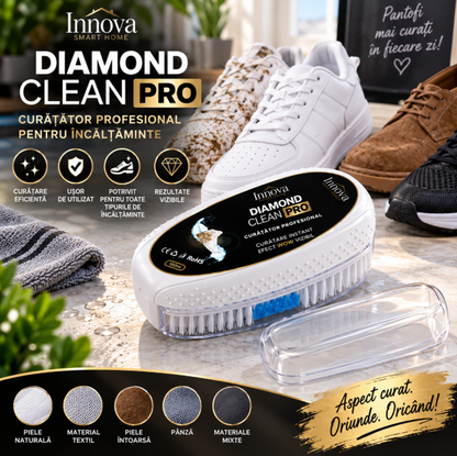 Set 2x Diamond Clean PRO – Curățător profesional pentru încălțăminte, cu perie și burete integrat