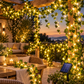 Ghirlanda solara decorativa 12 m 100 LED model frunze verzi. PANOU SOLAR