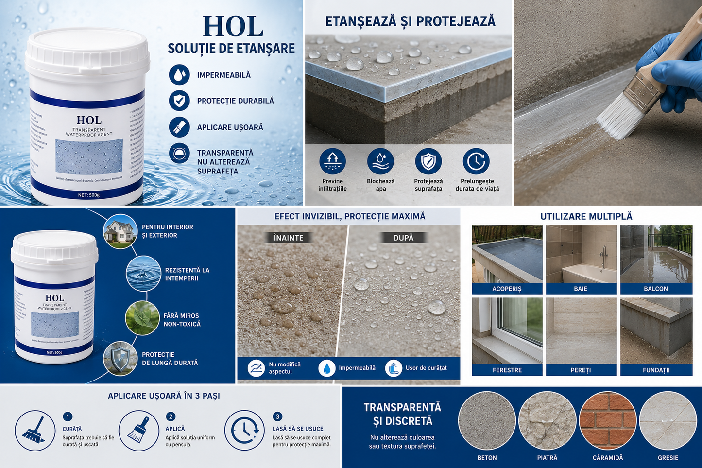 Adeziv transparent impermeabil utilizare interna si externa 500 ml