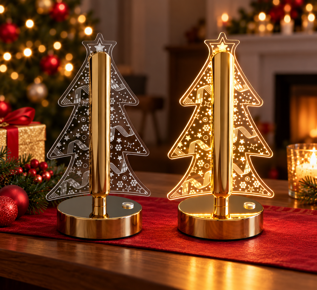 Lampă decorativă LED în formă de brad – decor de Crăciun