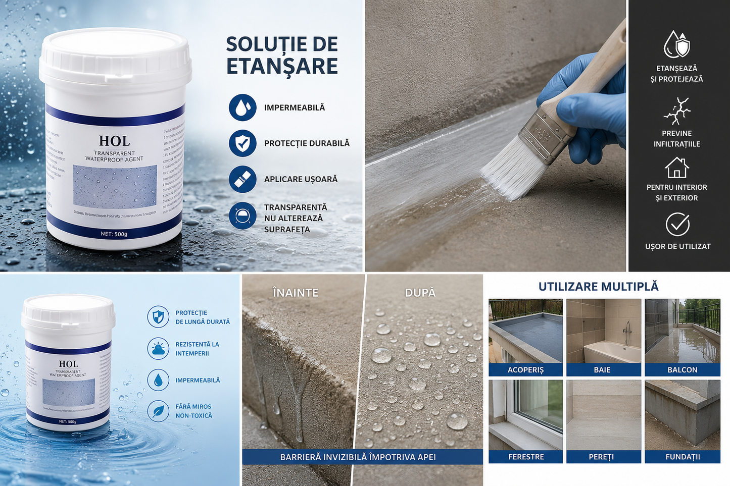 Adeziv transparent impermeabil utilizare interna si externa 500 ml