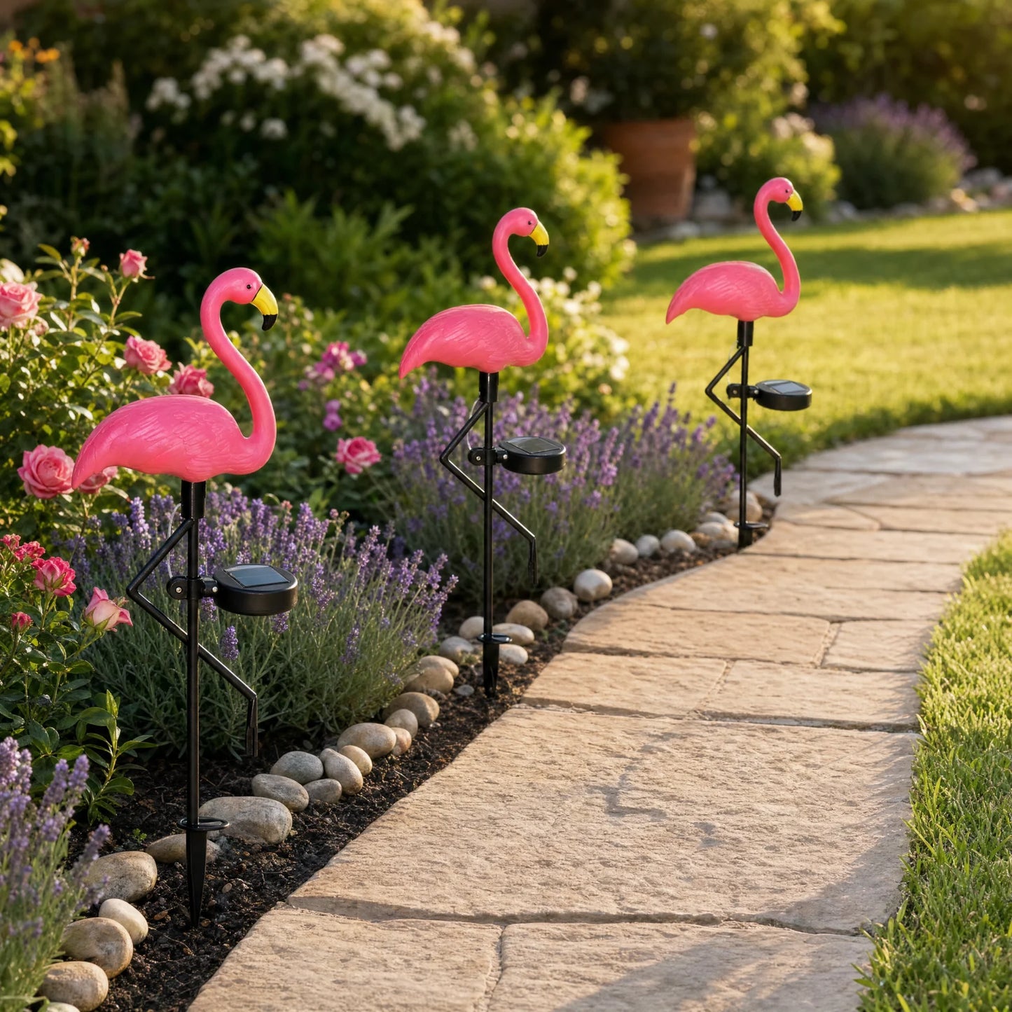 Set 3 x Lampa solara pentru gradina, Flamingo - MODEL NOU