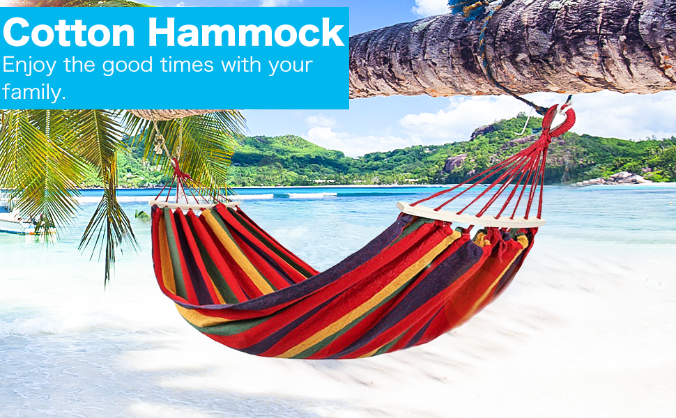 Hamac cu bara de lemn pentru o vara relaxanta - Rosu sau Albastru