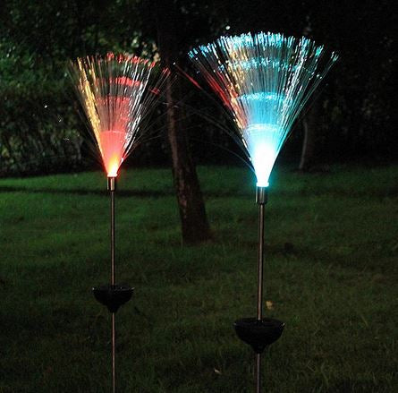 Set 2 x Lampa solara Hoff, fibra optica RGB, H 100 cm