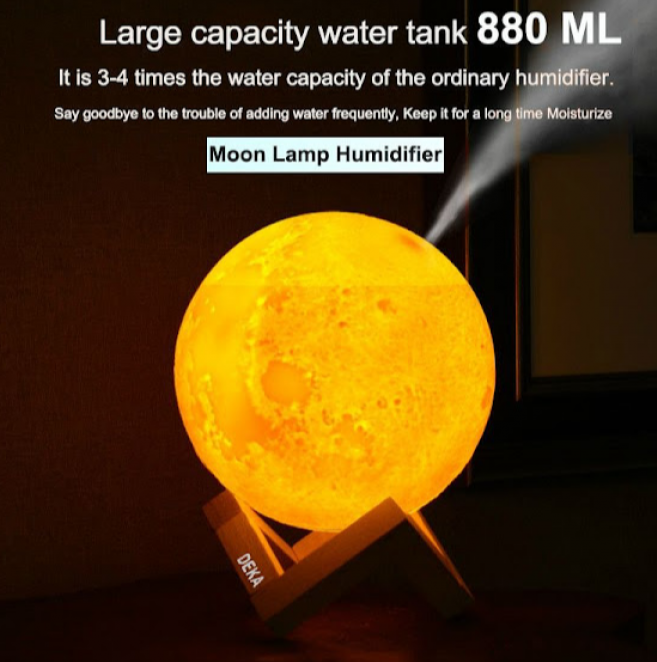 Lampa de veghe cu umidificator, Luna DEKA Moon 3D, 880 ml