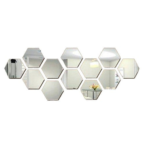 Set panouri autocolante hexagonale oglinda de perete