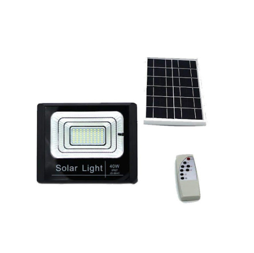 Proiector LED exterior 60W alb rece cu panou solar, Solar Light IP 66