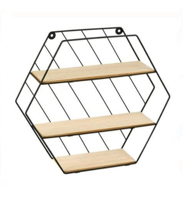 Raft decorativ 3 niveluri, in forma Hexagonala, dimensiune 35 x 9 x 30,5 cm