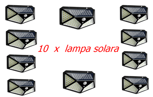 Set 10 x Lampa solara 100 LED , senzor de miscare