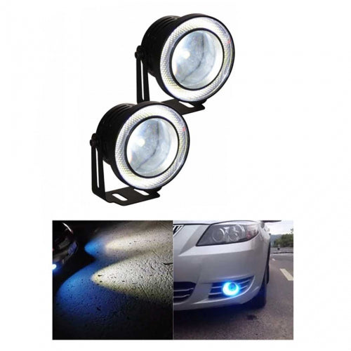Set 2 proiectoare auto cu LED Angel Eyes, 76 mm, lumina alba