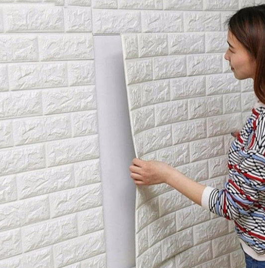 Set 5 x Tapet 3D caramizi albe, 77 x 70 cm, spuma moale 3D