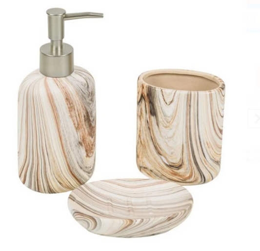 Set baie ceramica efect lemn 3 bucati