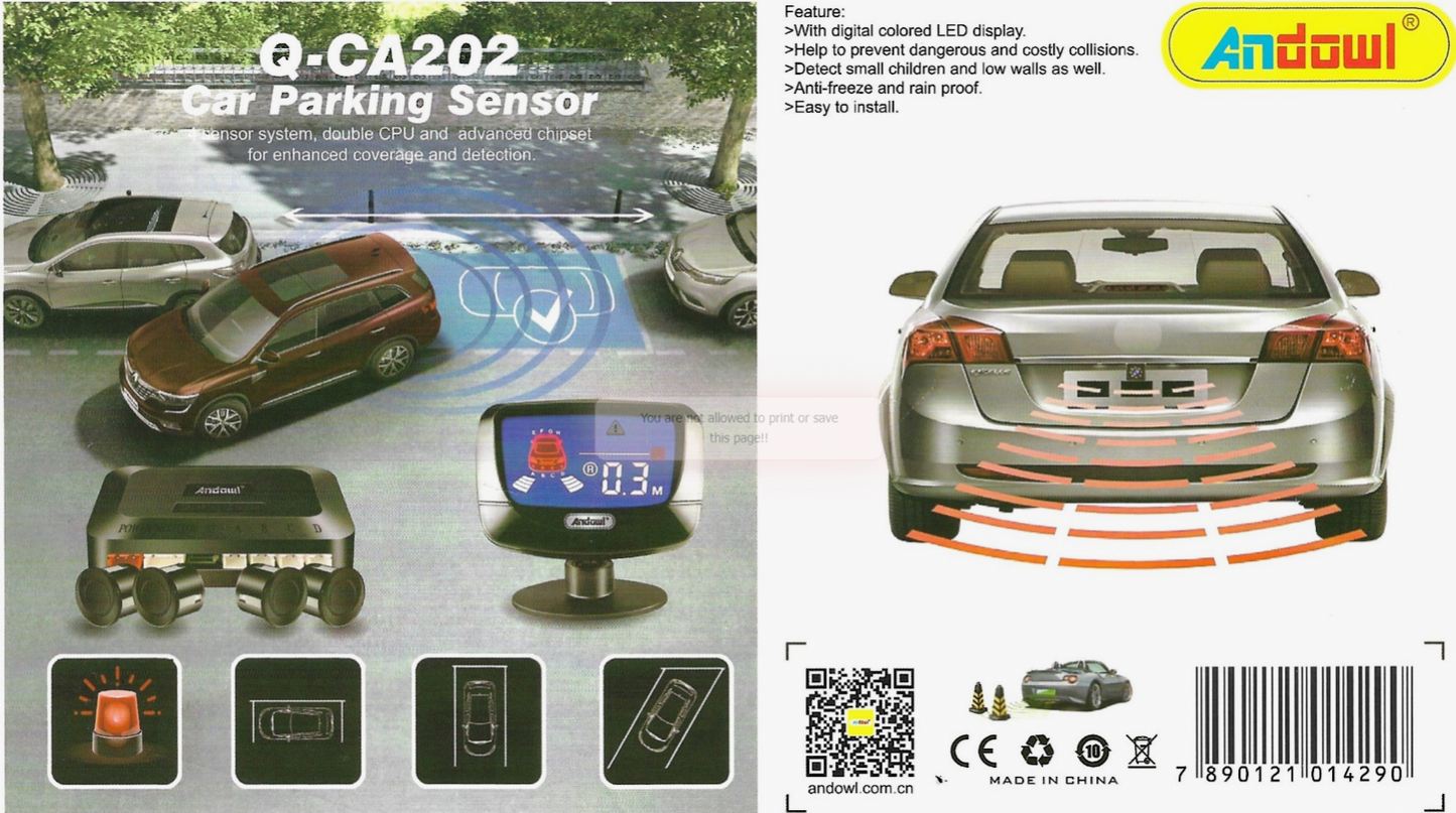 Sistem de parcare cu sistem de 4 senzori Andowl Q-CA202
