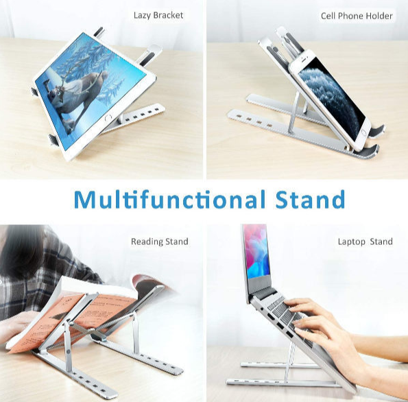 Stander multifunctional pentru laptop Silver Hold, aluminiu, Argintiu
